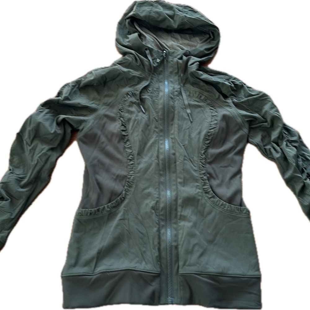 Lululemon dance green olive reversible jacket hoodie Women 12